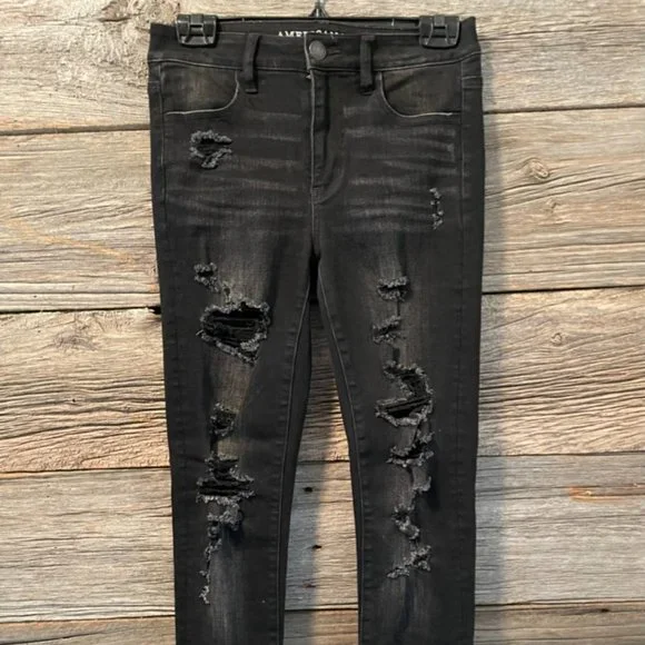 American Eagle Hi Rise Distressed Jeggings - Picture 1 of 5